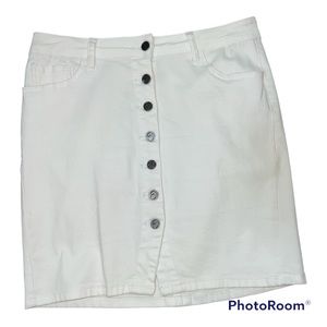 Earl Jeans Button Front White Denim Pencil Skirt Sz 10P